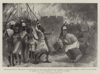 Soudan Advance, Dilluka eller Native Dance, ved Sirdars hovedkvarter udført af de sorte regimenter til ære for tilfangetagelsen af berbere og årsdagen for indtagelsen af Dongola